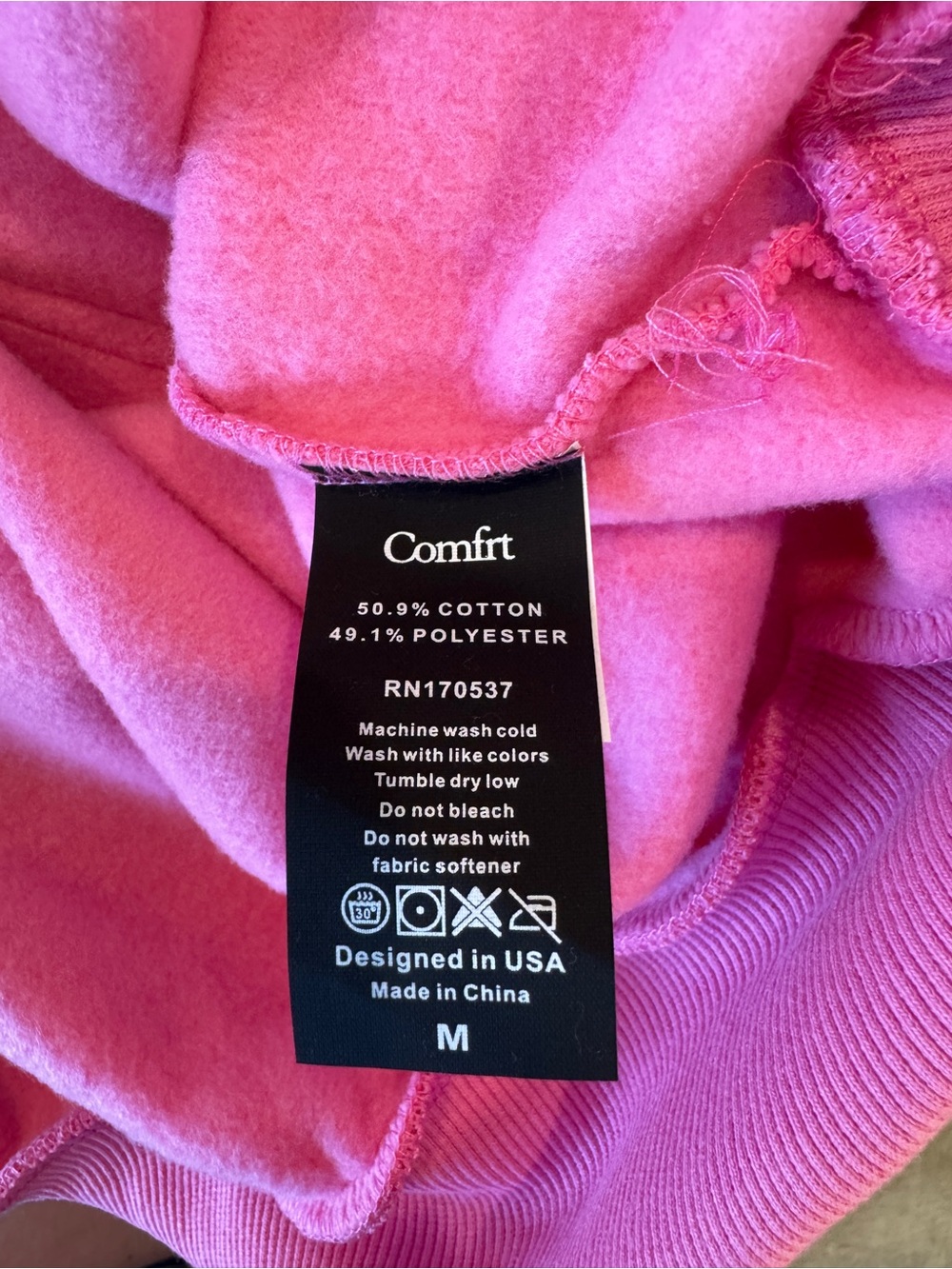 NWOT COMFRT Minimalist Hoodie -
Mega in Hot Pink Size Medium - Picture 7 of 7